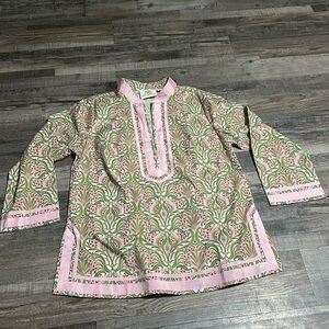 nicoblu capri tunic delicate ferns pink green